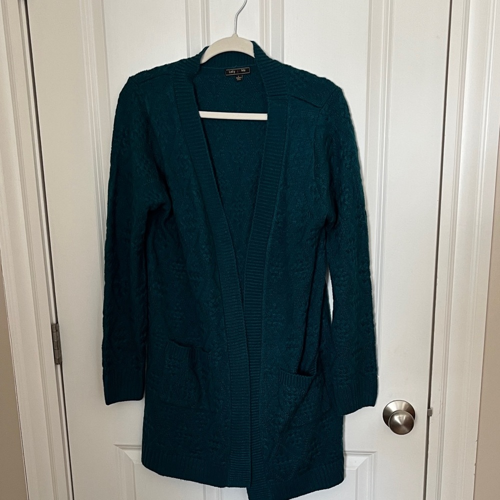Chic Teal Open Front Cardigan